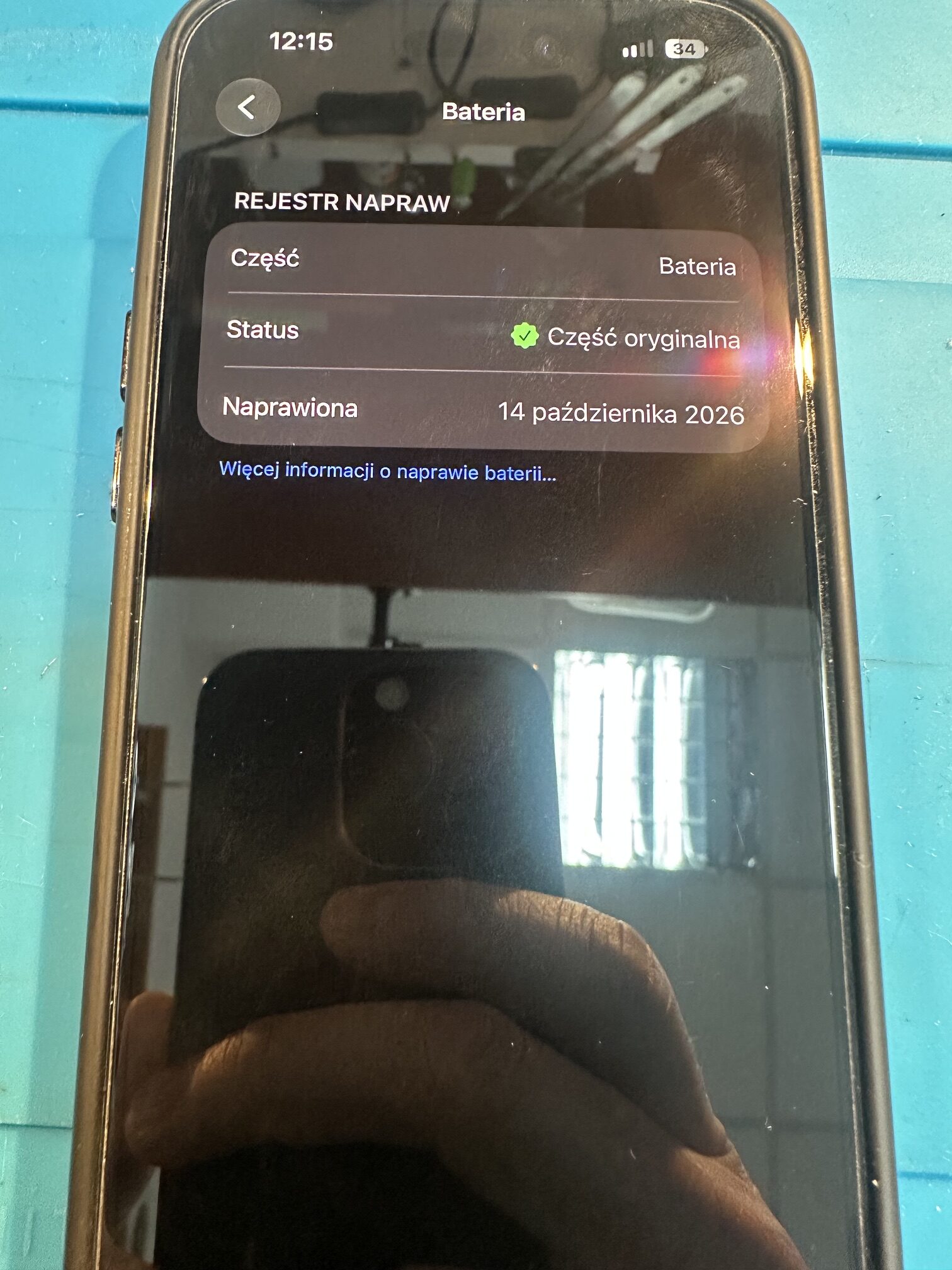 Rejestr napraw iPhone'a 14 Pro ze statusem baterii Część oryginalna